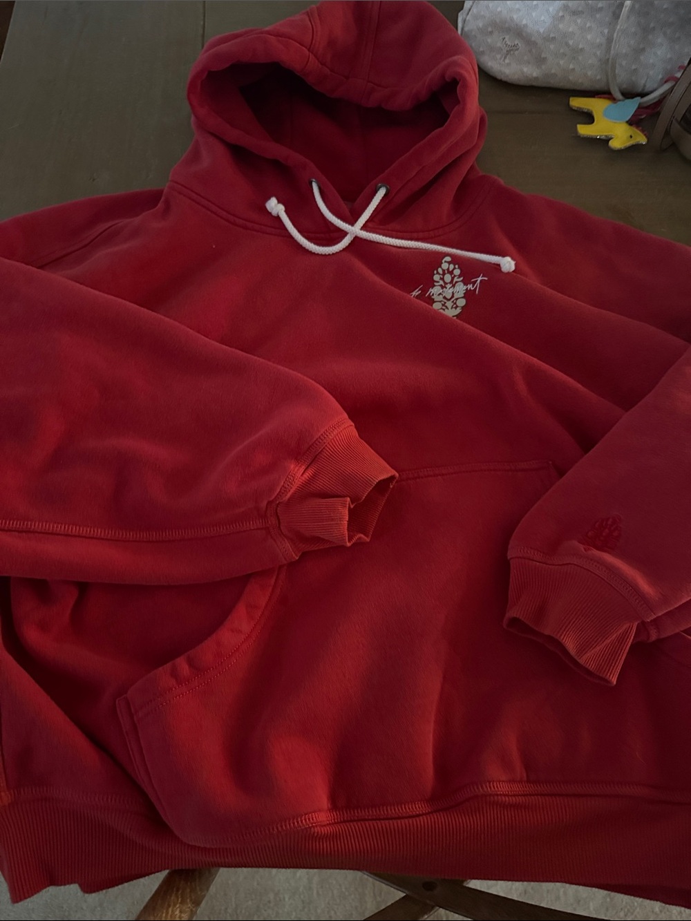 Free People Red Pullover Hoodie with Drawstring